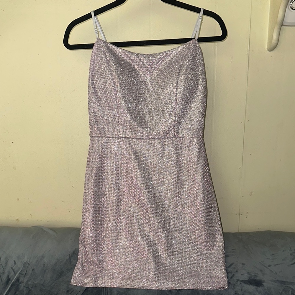 Honey and Rosie Pink Gold Sheath Mini Dress